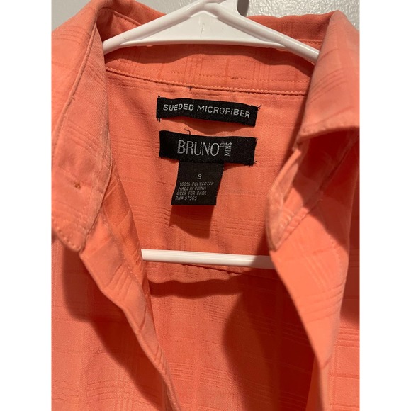 Bruno Suede‎ Microfiber Men's Salmon Casual Button Down Top - Picture 4 of 5